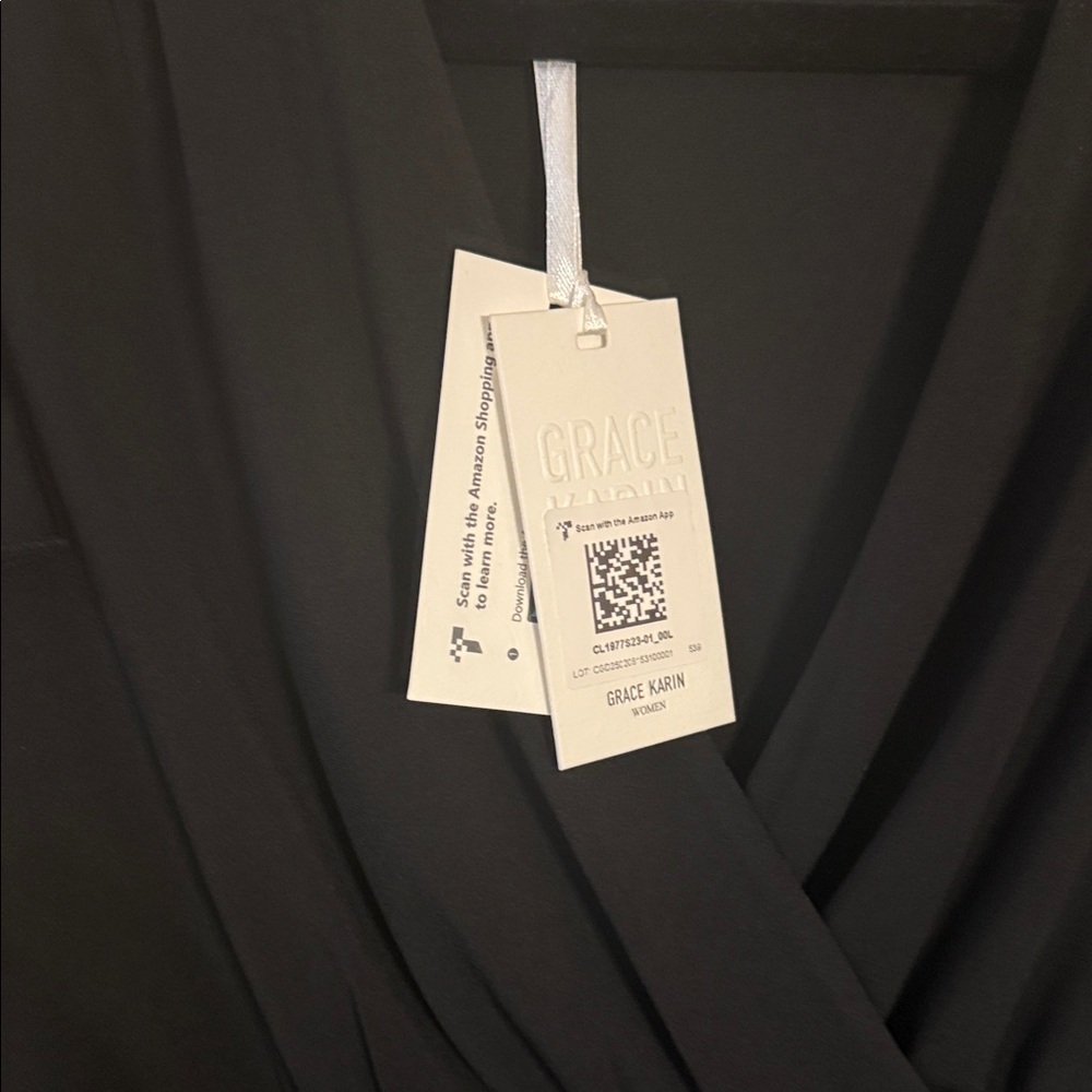 Grace Karin Black Dressy Blouse Size L - Picture 3 of 6